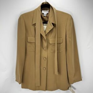 NEW Talbots Tan 100% Silk Utility Blazer Jacket